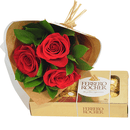 Arranjo de 3 Rosas Vermelhas e Chocolate