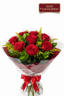 Buquê 12 Rosas - Badge Bordô Mais Escolhido