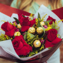 Buquê com 6 Rosas e Ferrero Rocher