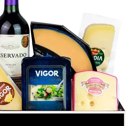 Cesta Gourmet de Queijo e Vinhos