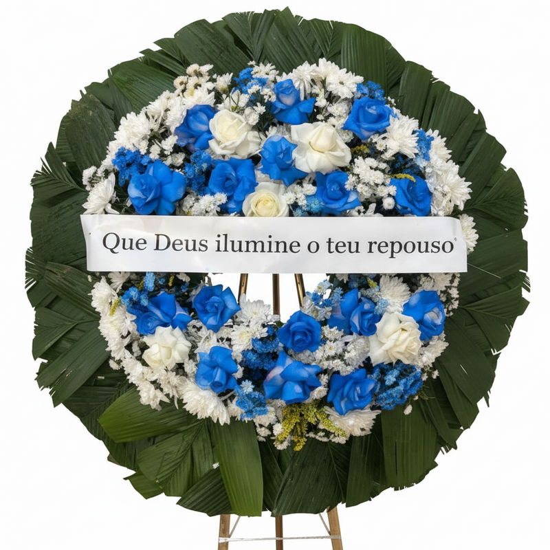 Coroa de Flores Média Azul | Entrega Rápida em SJC e Jacareí