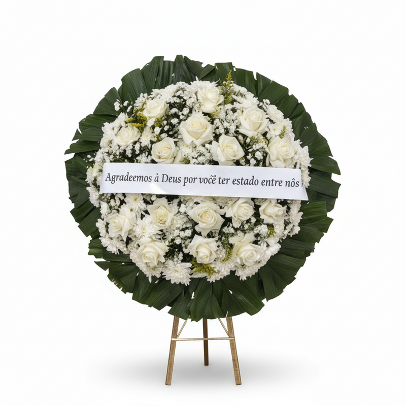 Coroa de Flores Média Branca | Entrega Rápida em SJC e Jacareí