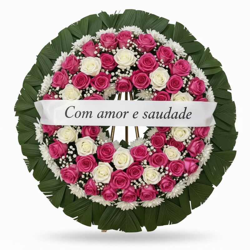 Coroa de Flores Média Rosa - Vista 1:1
