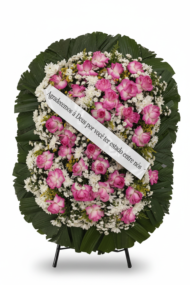 Coroa Grande Rosa com entrega em São José dos Campos e Jacareí - Casa e Jardim Flores