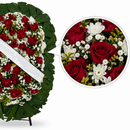 Detalhe ilustrativo das flores da Coroa Grande Vermelha com lupa