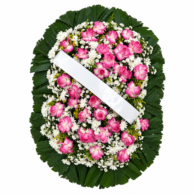 Coroa Grande Rosa sem cavalete, com faixa branca sem escrita