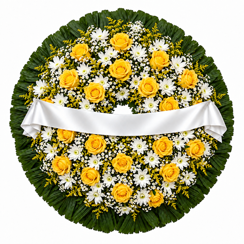 Coroa de Flores Média Amarela | Entrega Rápida em SJC e Jacareí