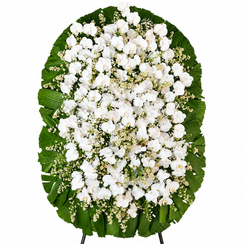 Coroa Grande de Orquídeas brancas sem cavalete
