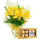 Lírios Amarelos Plantados E Chocolate Ferrero