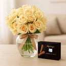 Rosas White com chocolate Kopenhagen presente com entrega em SJC e Ubatuba - Casa e Jardim Flores